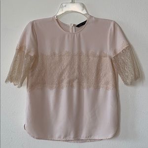 Zara Cream Lace Blouse Woman XS